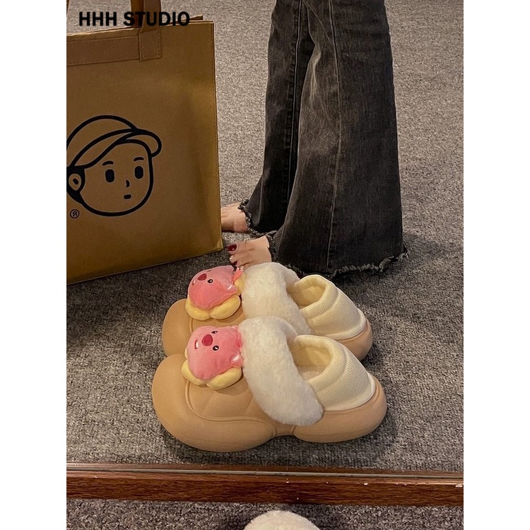 HHH  Dép bông Dép Lông đi trong nhà ĐẾ CAO SU Chất lượng cao Đế êm Đế chống trơn trượt Thoải mái FMR23B0OF1 46Z231117