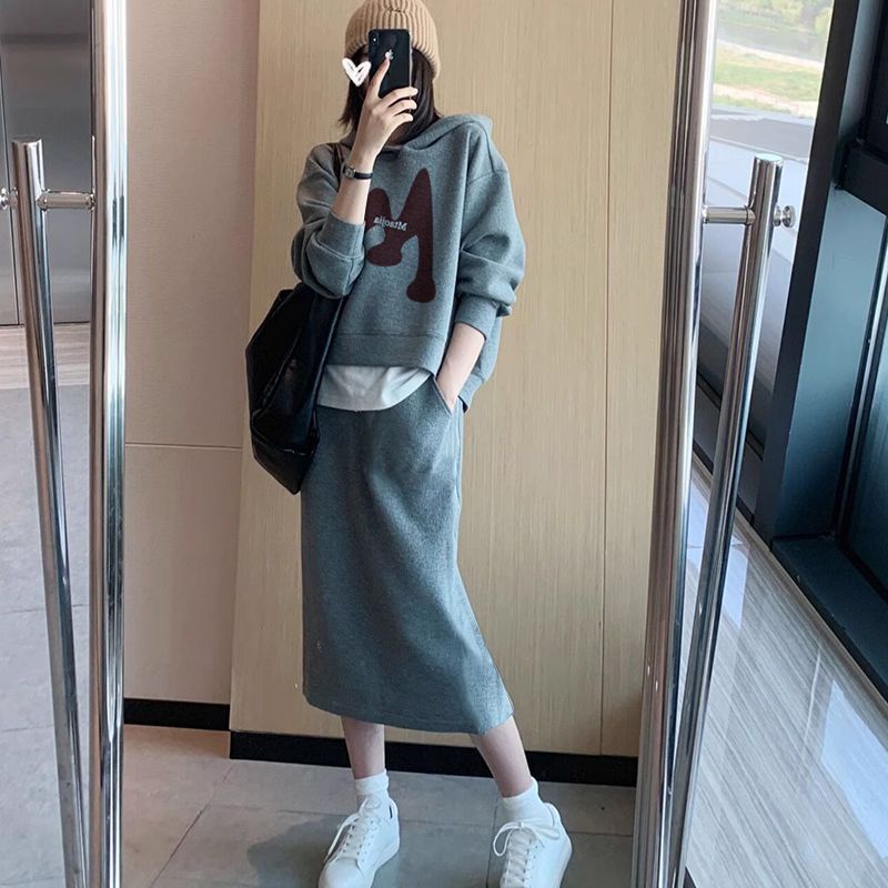 Bộ Áo Hoodie + Chân Váy Thời Trang Xuân Thu 2023 Chất Lượng Cao Cho Nữ