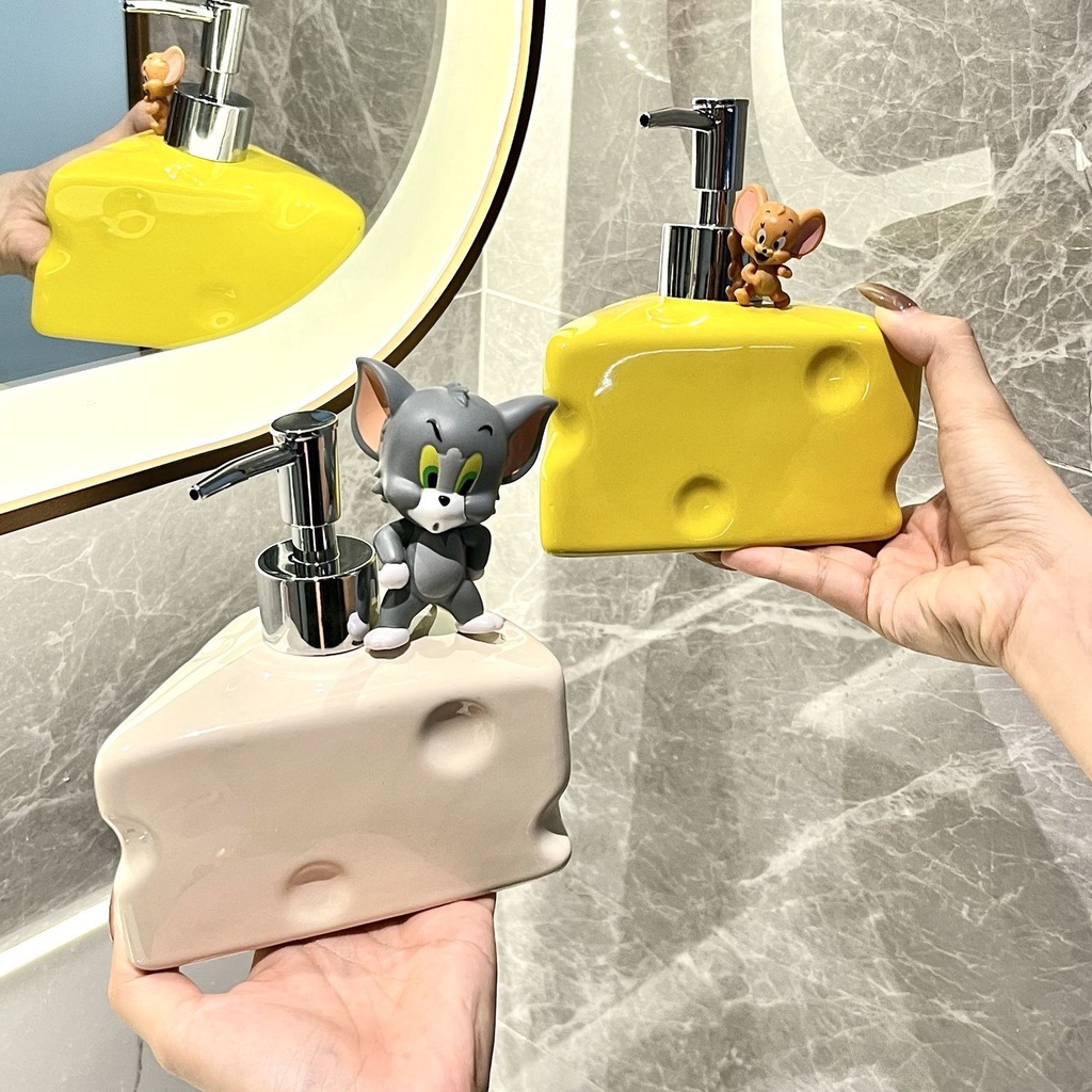 Bình Sứ Đựng Xà Phòng Rửa Tay Hình Phô Mai Dễ Thương