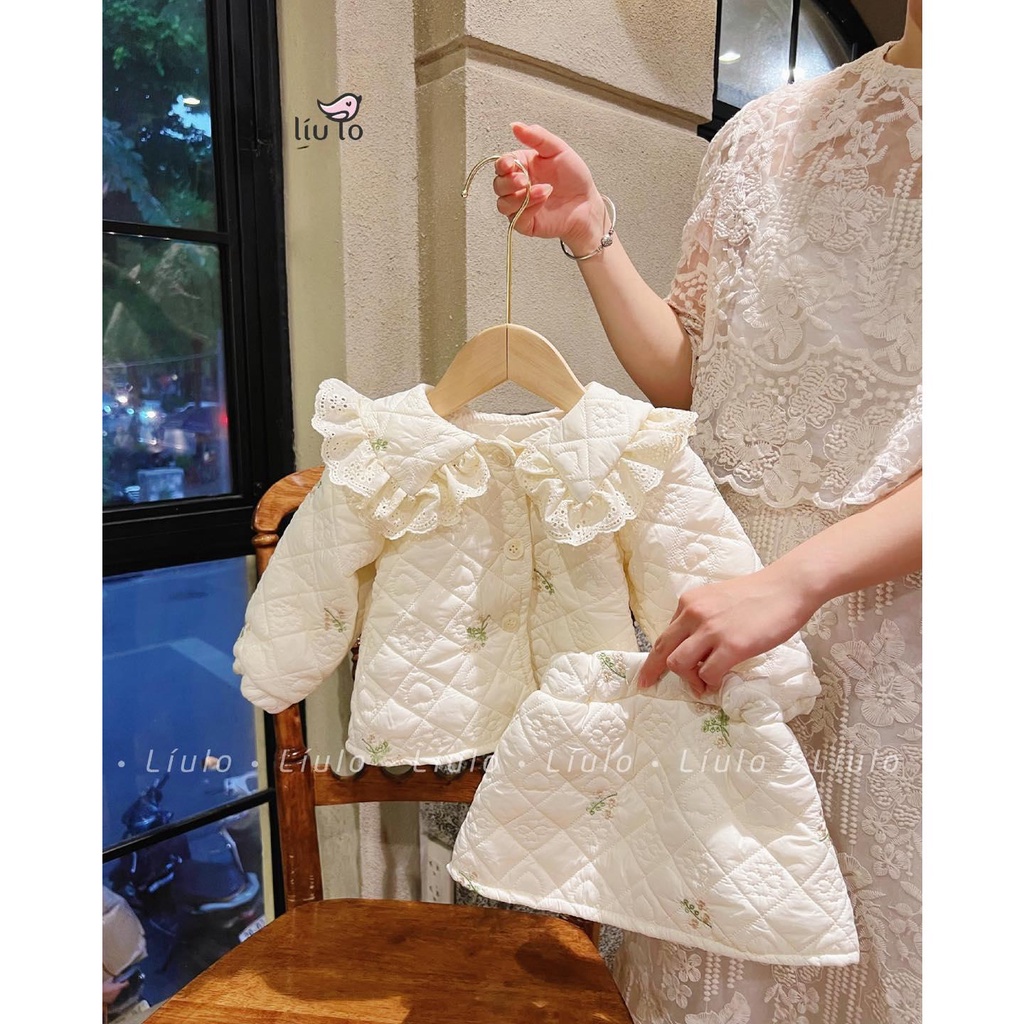 Set Áo Khoác Trần Trám Cổ Bèo Mix Chân Váy