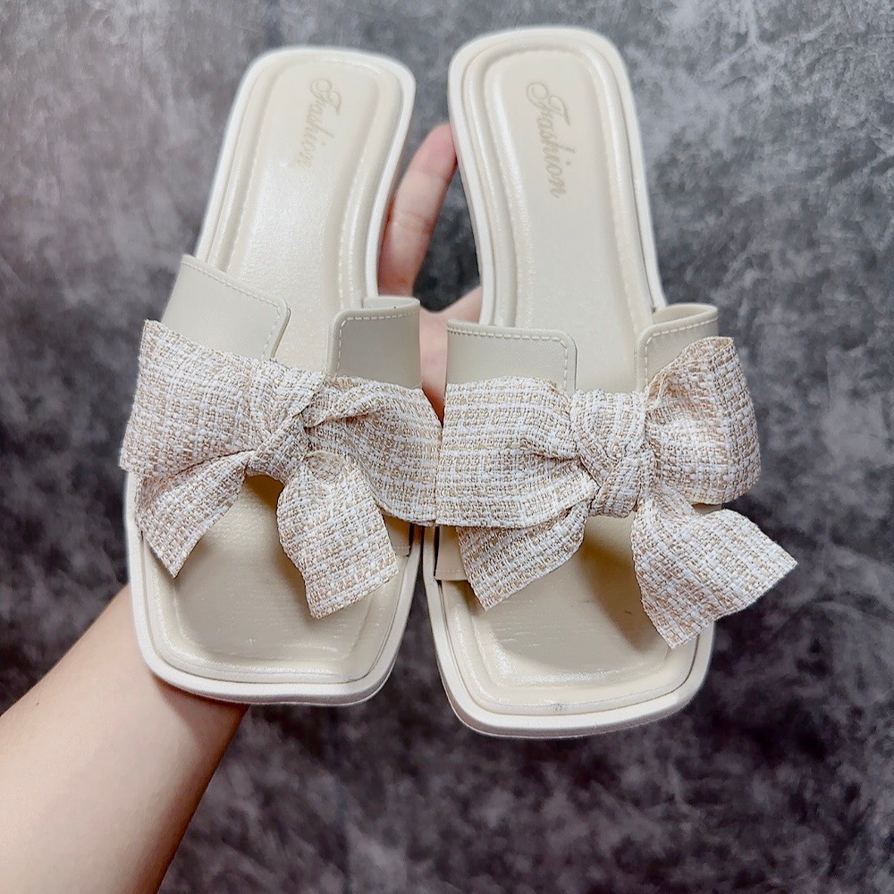 Dép bệt nơ vải, cho nữ, cai 3cm, chống nước mềm êm, chọn đúng size chân