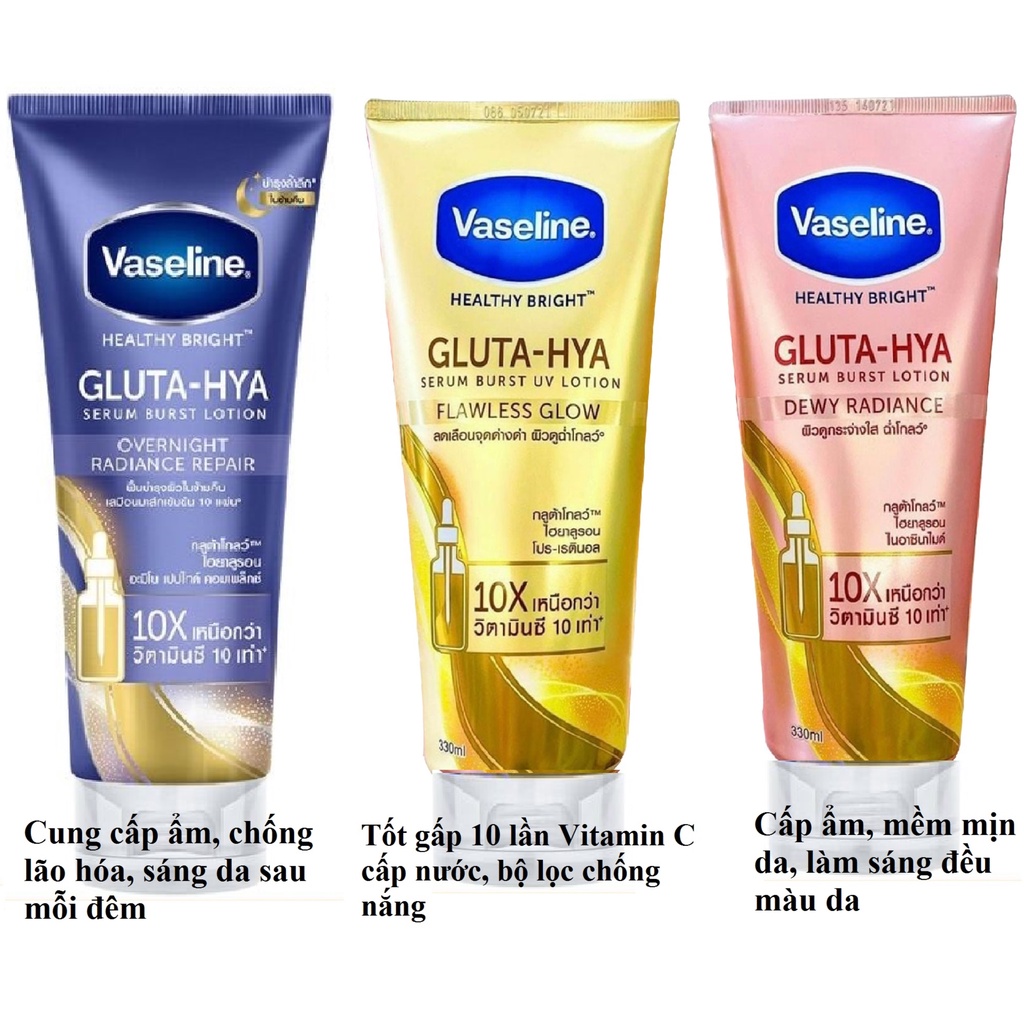 Sữa Dưỡng Thể Vaseline Healthy Bright Gluta HYA Serum 10X Thái Lan 300ml