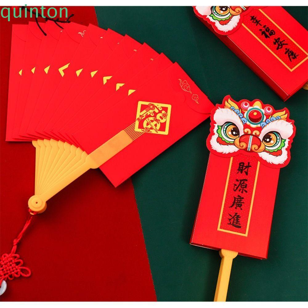 Bao Lì Xì Đỏ Hình Quạt Hoạt Hình Trung Hoa 10 Ngăn