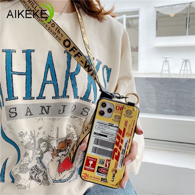 Ôp Điện Thoại Silicon Dẻo Họa Tiết Logo dhl Kèm Dây Đeo Cổ Tay & Vòng Tay Cho xiaomi mi 9 se mi 8 lite note 10 pro a3 lite Vỏ