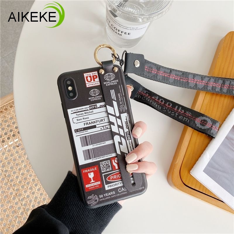 Ôp Điện Thoại Silicon Dẻo Họa Tiết Logo dhl Kèm Dây Đeo Cổ Tay & Vòng Tay Cho xiaomi mi 9 se mi 8 lite note 10 pro a3 lite Vỏ