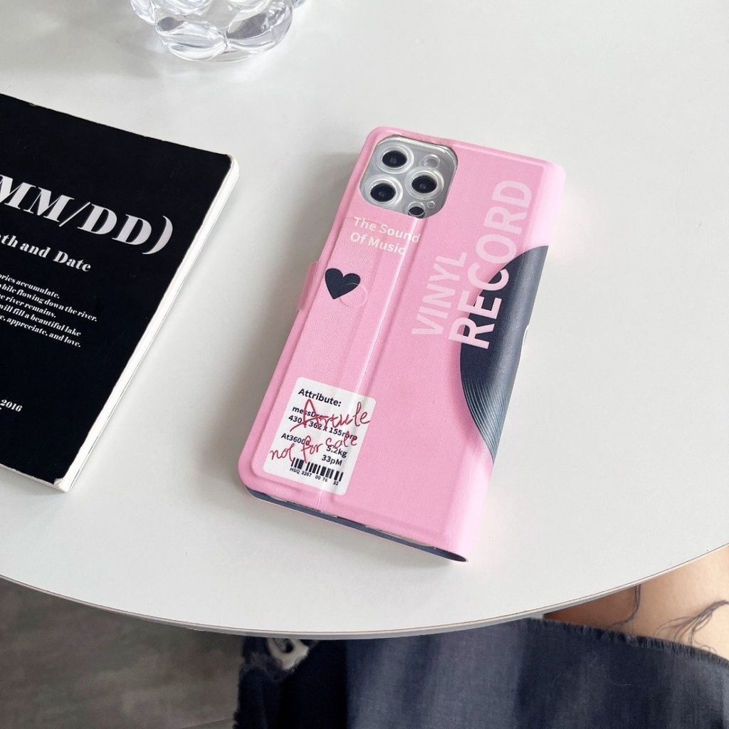 Bao Da Điện Thoại Nắp Lật Kiêm Giá Đỡ Có Ngăn Đựng Thẻ Hình Đĩa cd Iphone 15 1413promax xr / xsmax / 87plus