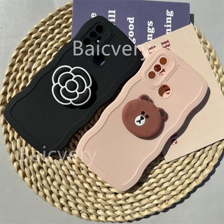 Ôp Điện Thoại tpu Dẻo Màu Hồng / Xanh Dương / Đỏ Kèm Giá Đỡ Kiểu Hoạt Hình Dễ Thương Cho tecno spark 7t / spark 6 go / spark 8c
