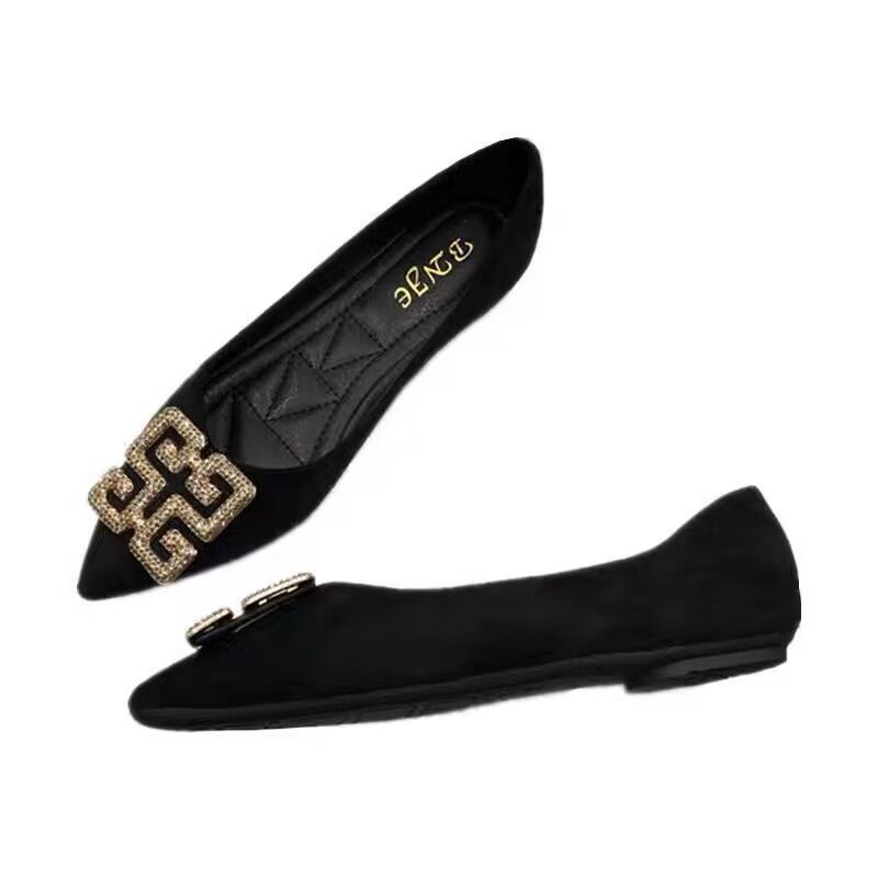 Giày Búp Bê Mũi Nhọn Đính Đá Sang Trọng Hợp Thời Trang Cho Bạn Gái