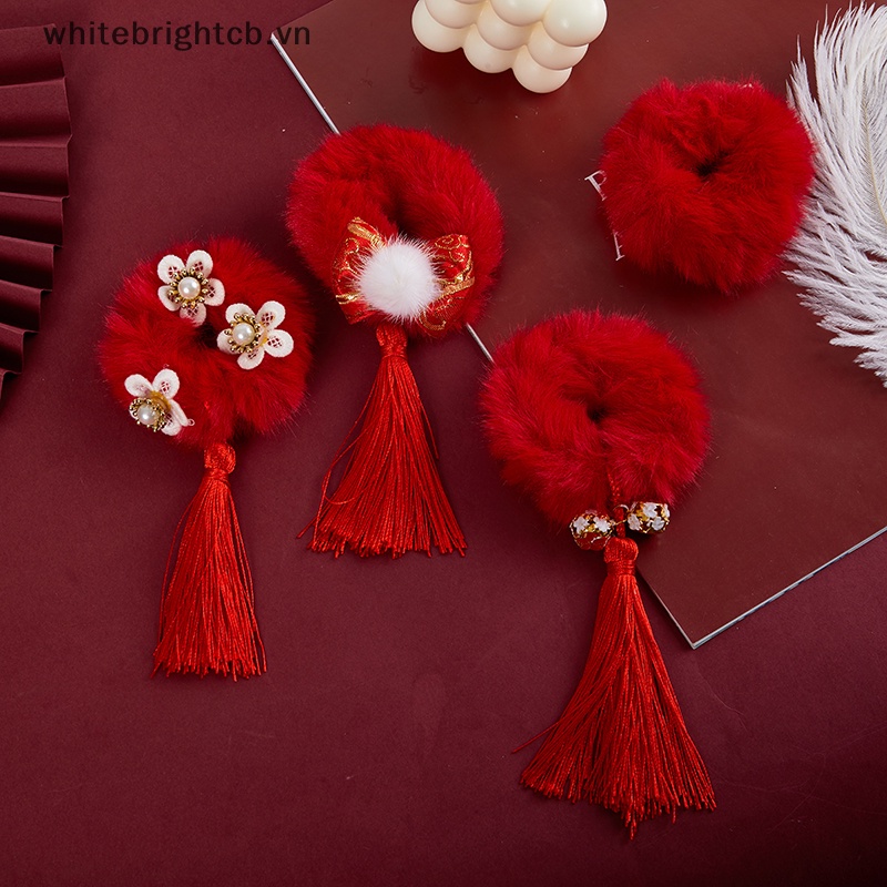Set 2 Dây Buộc Tóc Co Giãn Mềm Mại Đáng Yêu Phong Cách Trung Hoa Cho Bé Gái