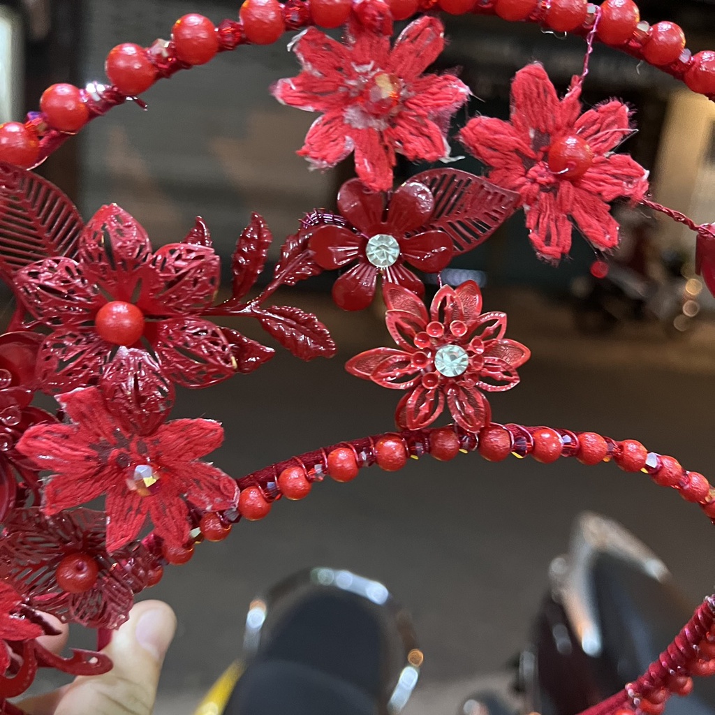 Mấn hạt trai đỏ Puka cài tóc cô dâu mặc áo dài 2023 Giangpkc  Giangpkc Phụ kiện nam