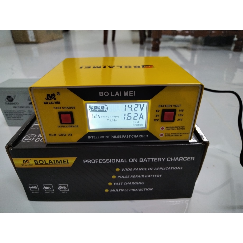 Bộ Sạc Thông Minh Siêu Sạc Acquy 6v-8V-12V-14V-16-24v-Máy sạc bình Ắc quy 6 chệ độ- BLM-CDQ-A8