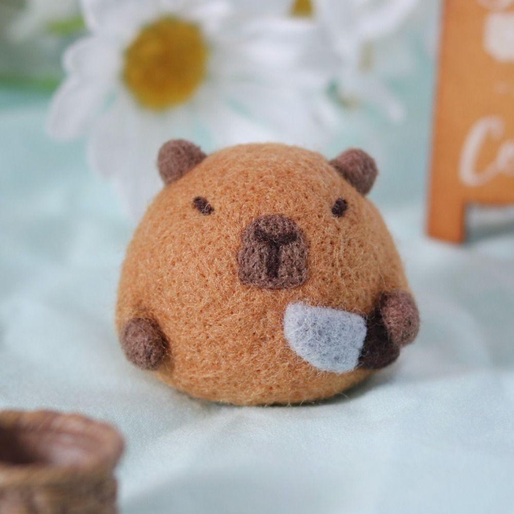 WUWOWU Đồ Chơi Cá Xám Nhồi Bông chubby capybara Bằng Len Thủ Công Dễ Thương Trang Trí Bàn Làm Việc