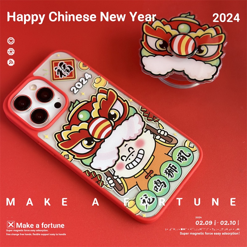 Ốp Điện Thoại Họa Tiết Sư Tử Bắt Mắt Cho iphone 15 14 pro max 13 12 pro 11pro max Giá Đỡ