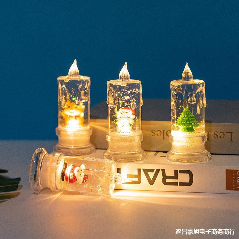 Đèn Nến Giáng Sinh Trong Suốt không lửa hình quả cầu tuyết giáng sinh lấp lánh Qùa Tặng Noel Cho Bé