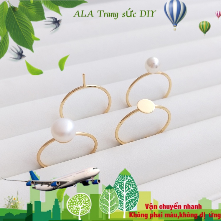💖Trang sức DIY phụ kiện💖14K mạ vàng DIY làm bằng tay pinto nhẫn dán một nửa lỗ Kim với ngọc trai mở nhẫn phụ kiện【nhẫn】
