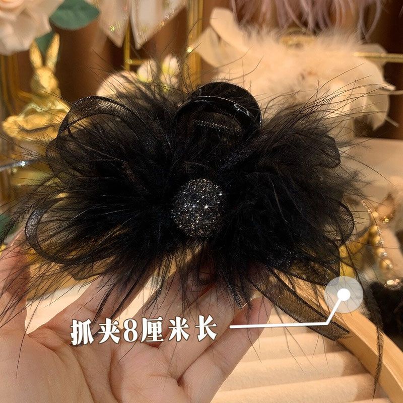 Super fairy ~ ins Kẹp Tóc Hình Đầu Lâu Lông Vũ Thắt Nơ Sau 8cm Phong Cách Ngọt Ngào Thời Trang