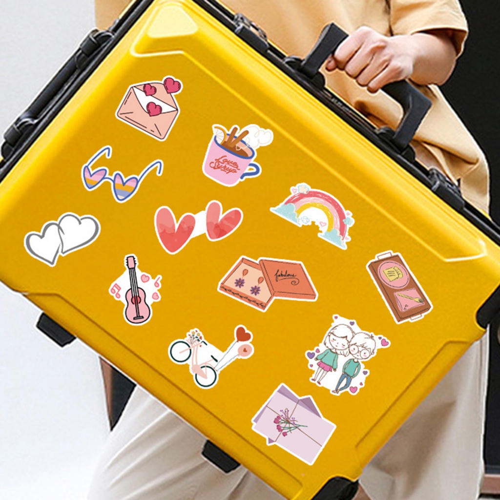 Bộ 100 Miếng Dán Chống Thấm Nước Họa Tiết Dễ Thương Dùng Trang Trí Sổ Tay / Hành Lý / Ngày valentine