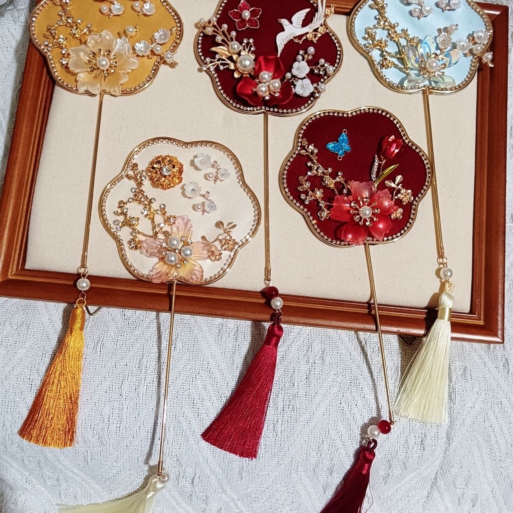 Quạt Cầm Tay mini handmade Phong Cách Trung Hoa Mới Dùng Làm Đạo Cụ Chụp Ảnh Cưới