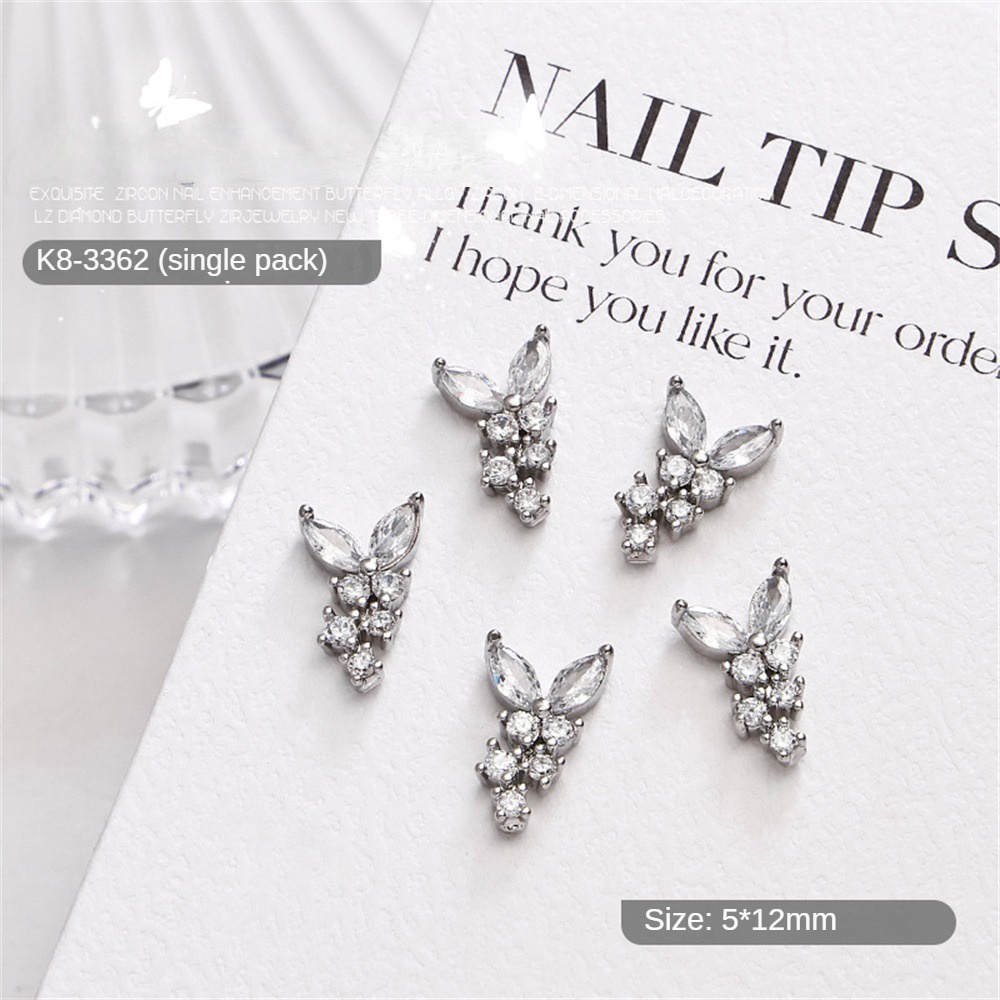1 Cái/bộ Bướm Zircon Làm Móng Tay Trang Sức 3D Zircon Quyến Rũ Cổ Tích Vàng/Bạc Kim Cương Rỗng Móng Tay DIY Làm Móng Tay Trang Trí * KÍNH