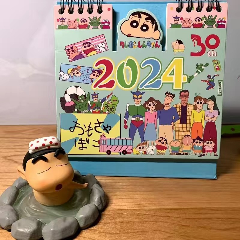 SANRIO Bút Chì Màu Dễ Thương Shin-chan Kuromi Cinnamoroll Họa Tiết Hoạt Hình Lịch Để Bàn 2024 Hàng Ngày Lịch Hàng Tháng Đồ Trang Trí Để Bàn Món Quà Dễ Thương -top3C01