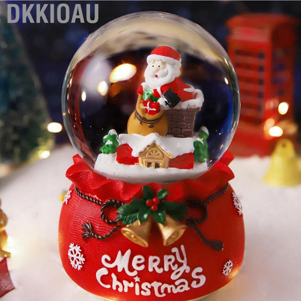 Dkkioau Luminous Christmas Music Box Crystal Ball Cartoon Santa Musical Snow Globe Decoration Ornament Home Decor