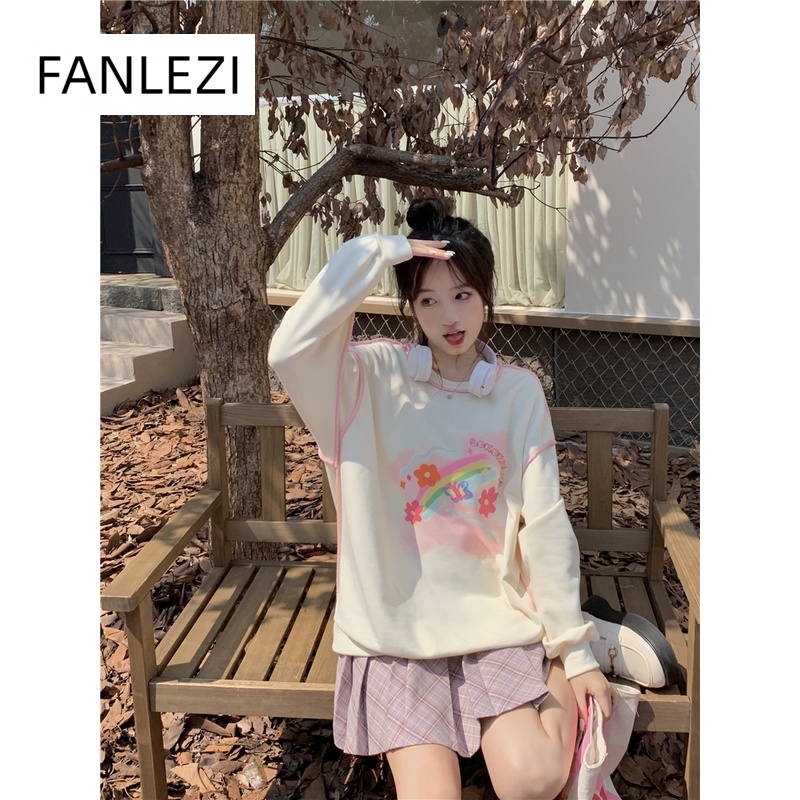 FANLEZI Áo Khoác hoodie áo khoác nữ zip hoodie Thoải mái INS chic cozy WWY23B0P1Z 46Z231117