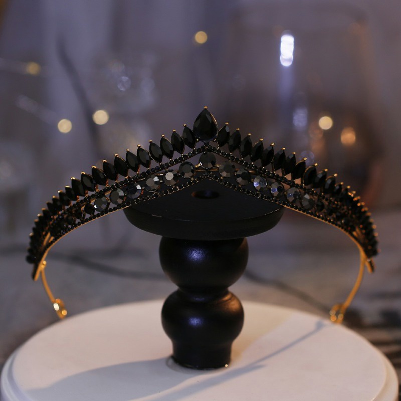 Slim Black Crown Retro Cô Dâu Mũ Phụ Kiện Tóc Sang Trọng Phụ Kiện Váy Cưới Phụ Kiện