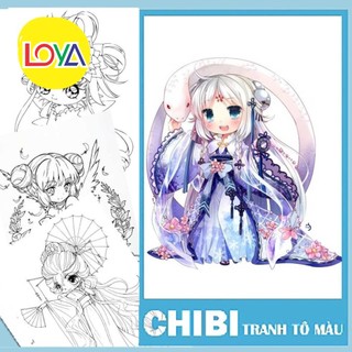 Tranh tô màu nước Anime CHIBI được chọn mẫu - Dành cho bạn trẻ đam mê, yêu thích sáng tạo TM823