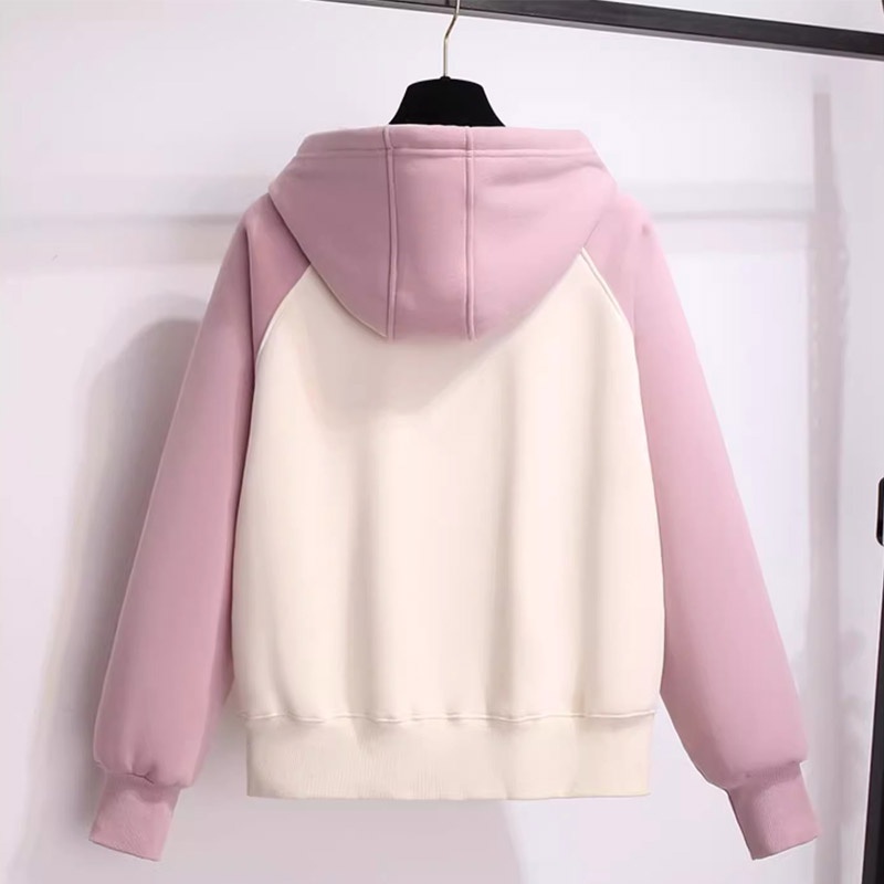 Sugemiusi Áo Hoodie Tay raglan Màu Sắc Tương Phản Thời Trang