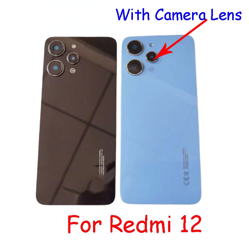 Aaaa Chất Lượng Dành Cho Xiaomi Redmi 12 23053RN02A 23053RN02Y Mặt Sau Pin Có Ống Kính Máy Ảnh Vỏ Ốp