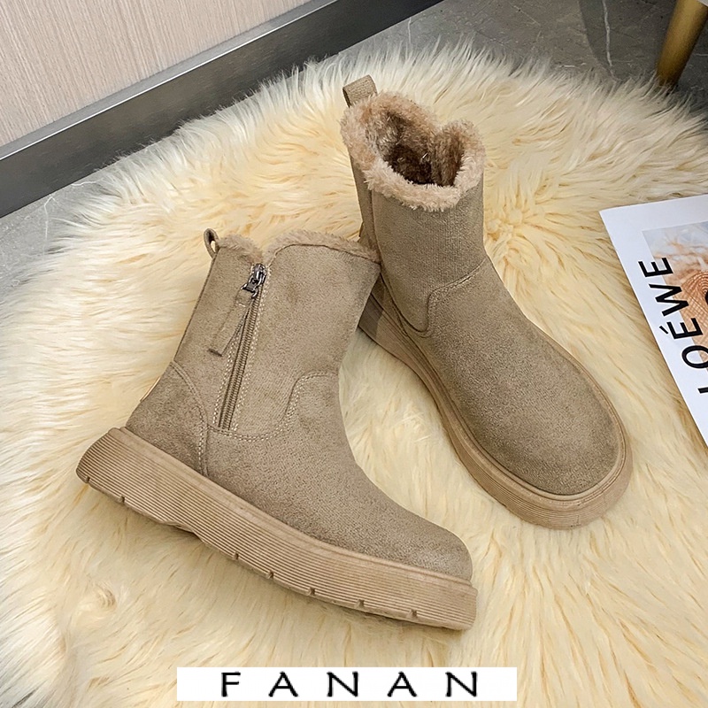 FANAN giày nữ boot nữ bốt nữ giày đi tuyết boot cổ lông Bốt Đi Tuyết Thời trang Cá Tính Cho Nữ Chống bám bụi Hợp thời Siêu nhẹ Chống trơn trượt Comfortable Korean Style Giữ Ấm Thời Trang Thu Đông B92H01K 36Z230909