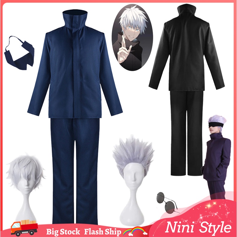 Bộ Trang Phục Hóa Trang Nhân Vật Anime Jujutsu Kaisen Gojo Satoru Màu Xanh Dương Đen Cho Nam Và Nữ