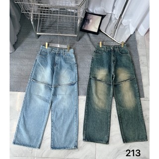 TCSHOP Quần Suông Bigsize Nữ Ống Rộng Khoét 2 Bên Đùi 2 Màu Xanh Khói Và Xanh Rêu Dơ Ms 213