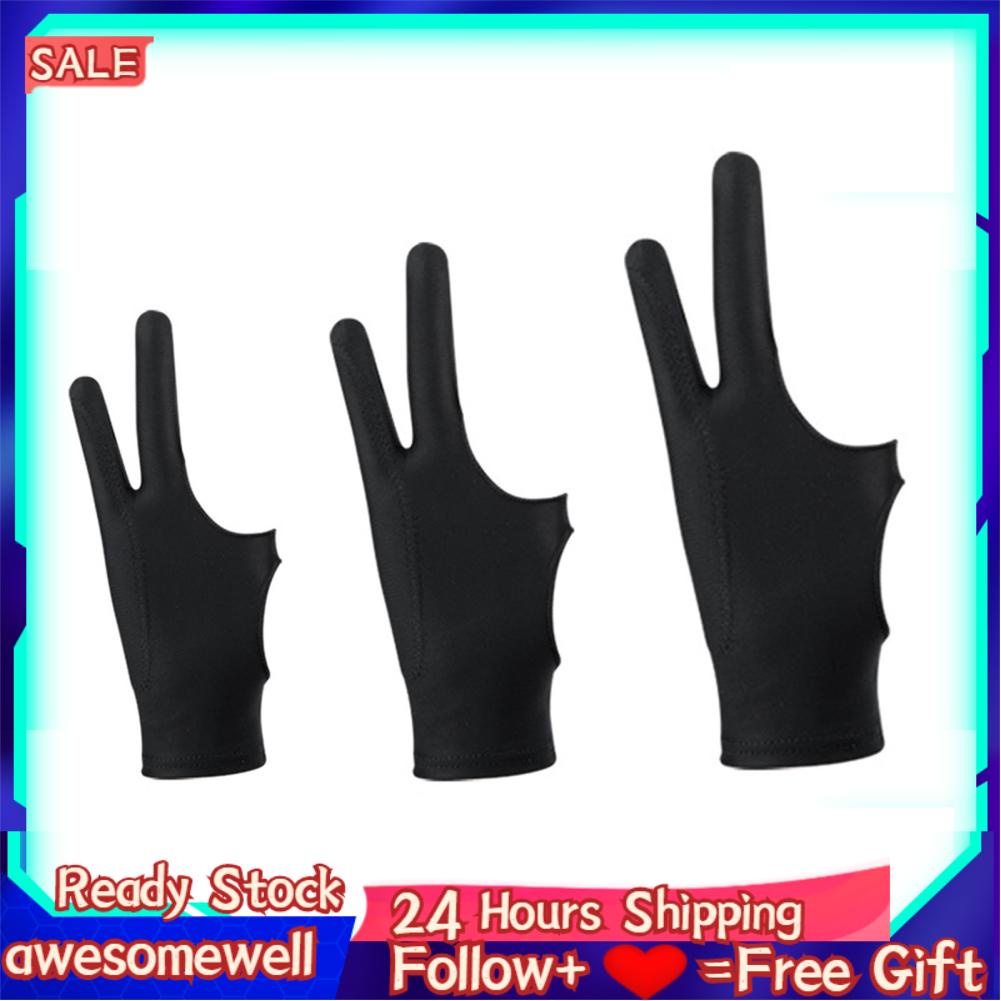 Aweso 2 Finger Sketching Glove  3 Layer Tablet Drawing Black Breathable Prevent Smudge Wearable for 