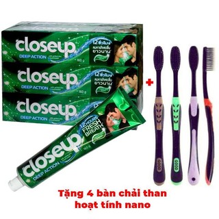 [ CỬA HÀNG ONLINE ] Combo 4 Tuýt Kem đánh răng Closeup Thái Lan tặng 4 Bàn Chải Than Hoạt Tính