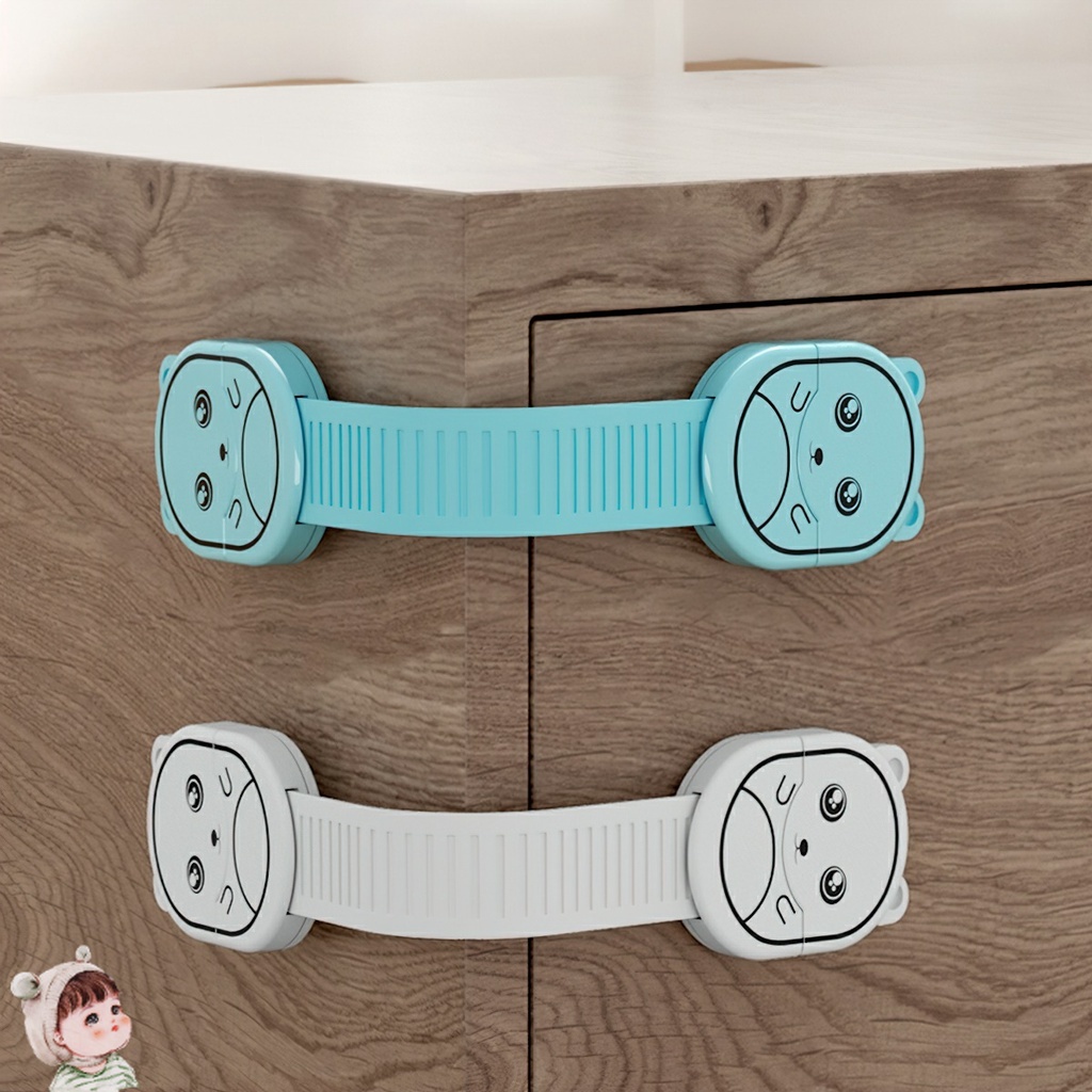 Dây đai khóa tủ lạnh quần áo ngăn kéo hộc bàn hình gấu giúp an toàn cho bé