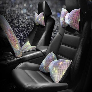 2024 New Car Supplies Car Neck Support Pillow Cushion Pillow Women's Multi-Color Full Diamond Automotive Headrest Lumbar Support Pillow Diamond inlaid car interior E8W1 s93u