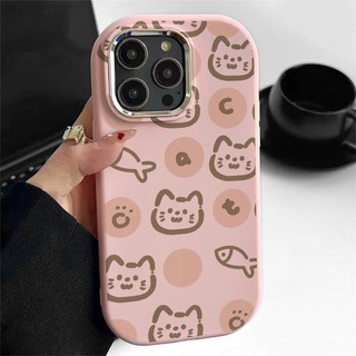 Ốp Điện Thoại Viền Kim Loại In Hình Mèo Cá Mập Dành Cho iPhone 15 Pro Max 14 13 12 11 XS XR 8 Plus 8 7 6S Chống Sốc Bảo Vệ Màn Hình Mềm Mại