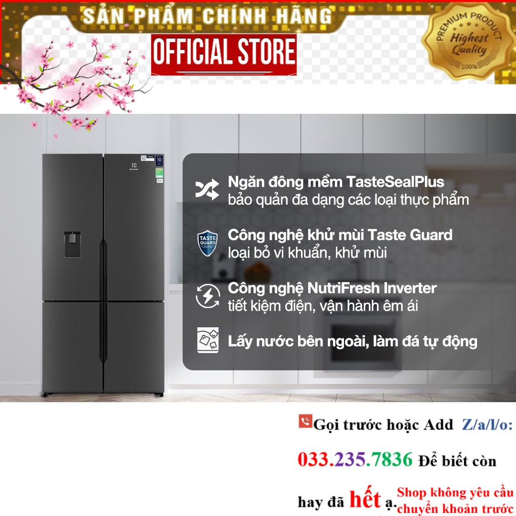 SALE> Tủ Lạnh Electrolux Inverter 562 lít Multi Door EQE5660A-B <