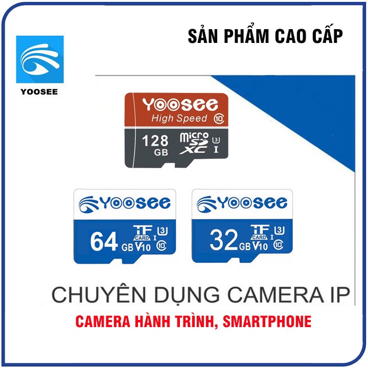 Thẻ nhớ YOOSEE, Thẻ nhớ Micro SDXC Yoosee 32GB | 64GB | 128GB Cao cấp, Class 10 - u3, Chuyên dụng Camera, điện thoại