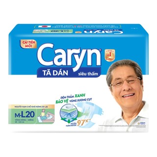 Tã dán giấy Caryn Siêu Thấm size L (hông 68 -122cm) - 20 miếng - concung