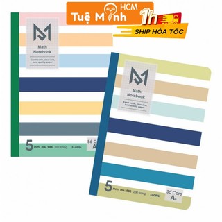 Vở Klong A4 200 trang VPPTUEMINH Caro 5x5 may dán gáy Math Notebook Sổ tập học Toán tiện lợi MS 988