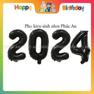 Bóng phao số 40cm đen mừng sinh nhật hpbd