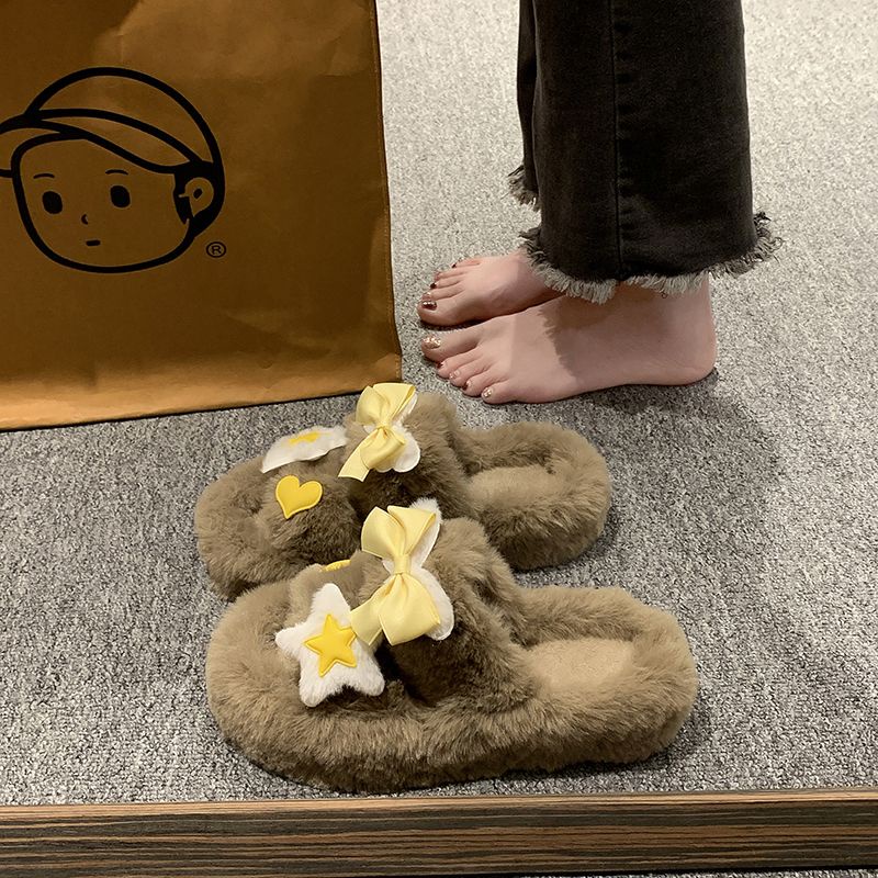 HHH   Dép Lông Đế Dày đi mùa đông Dép xỏ ngón đi bánh mì Thoải Mái Xinh Xắn  Thời trang Phong cách Thời trang Phong cách B92H0JQ 37Z230910