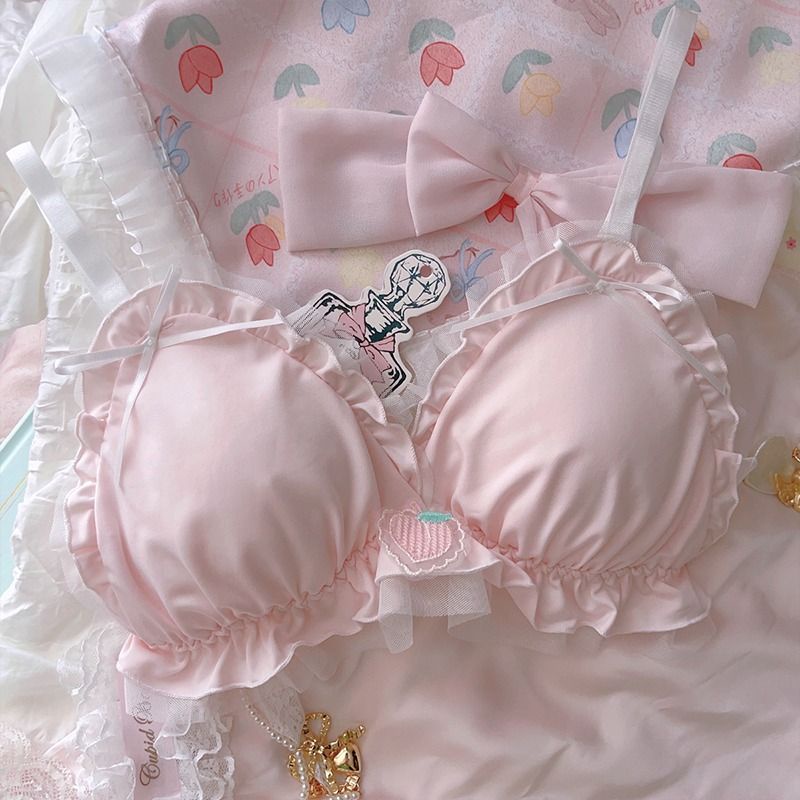 Áo Ngực Không Gọng Phối Ren Thoáng Khí Đính Nơ Dễ Thương Phong Cách lolita