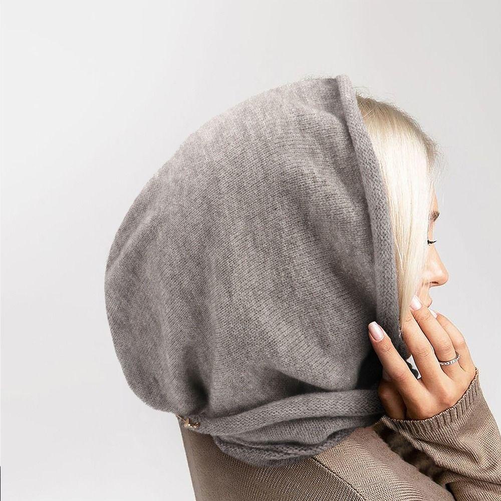 Btlimer Mũ Trùm Đầu Kiêm Khăn Choàng Cổ Vải cashmere Dày Màu Trơn Giữ Ấm Mùa Đông Đa Năng Dùng Khi Đi Bộ Đường Dài Ngoài Trời