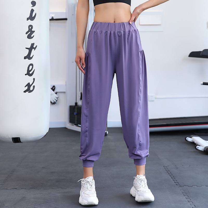 Quần Dài Thể Thao Dáng Rộng Lưng Cao Nhanh Khô Thích Hợp Chạy Bộ / Tập yoga Cho Nữ