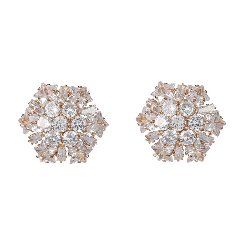 Bông Tai Thời Trang Hình Hoa Đính Đá zircon Phong Cách Âu Mỹ