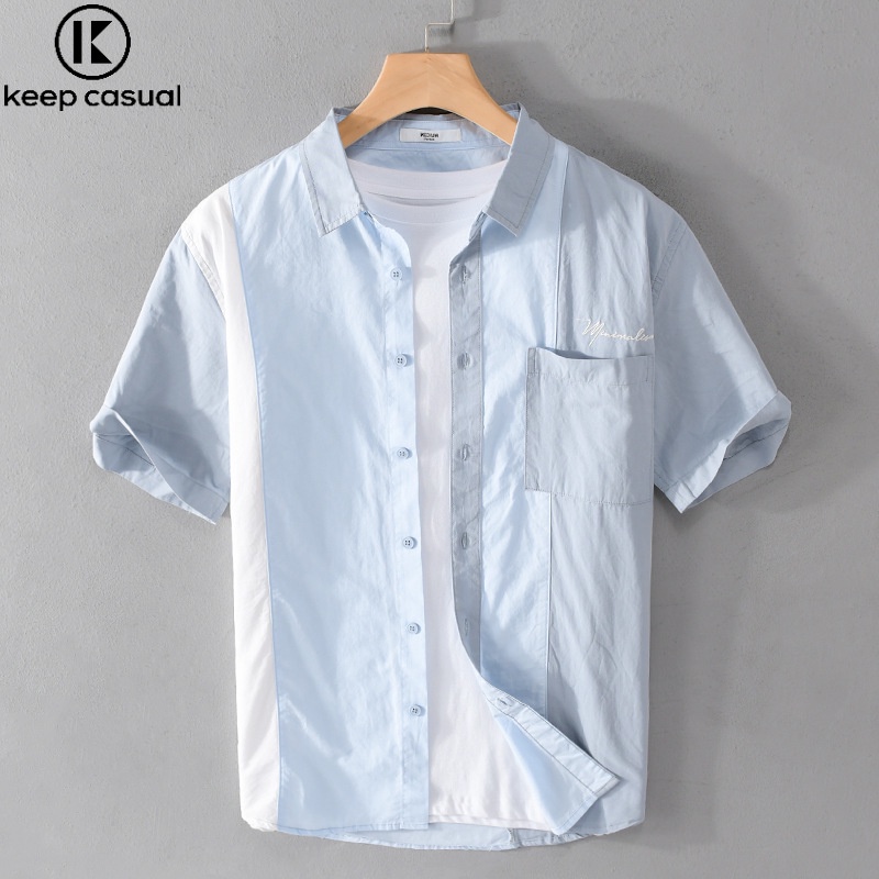 Áo Sơ Mi cotton Ngắn Tay Màu Trơn Thời Trang Mới Cho Nam