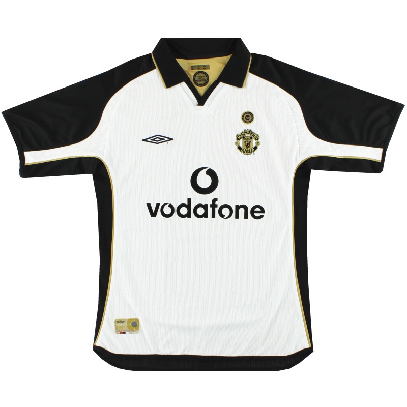 2023 newmanchester United trăm năm cổ điển áo đấu sân khách 2001-02 Vodafone MU áo bóng đá áo sơ mi retro Manchester United retro áo polo nam bé trai bé gái oversize tay ngắn